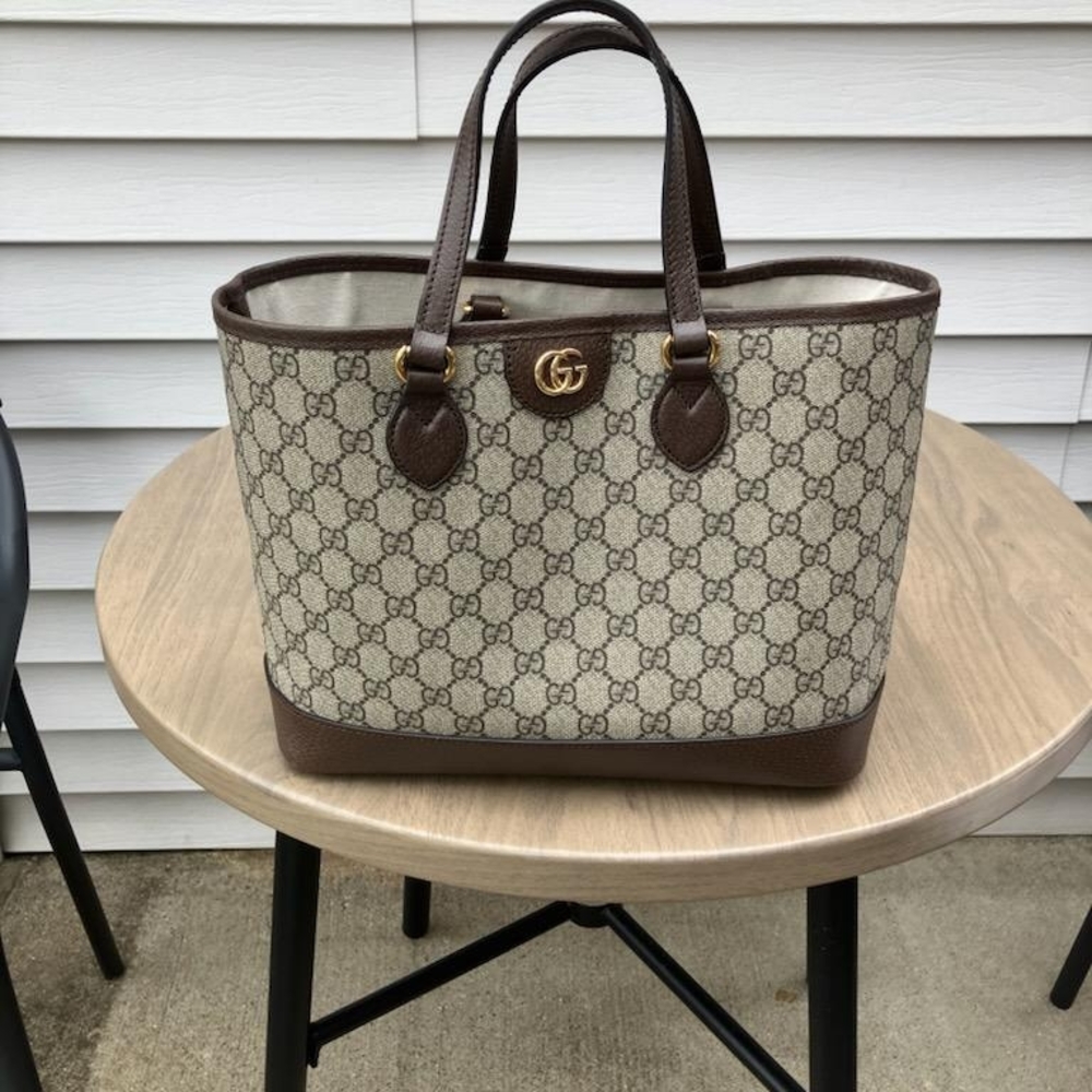 Gucci Signature Brown and Cream Tote